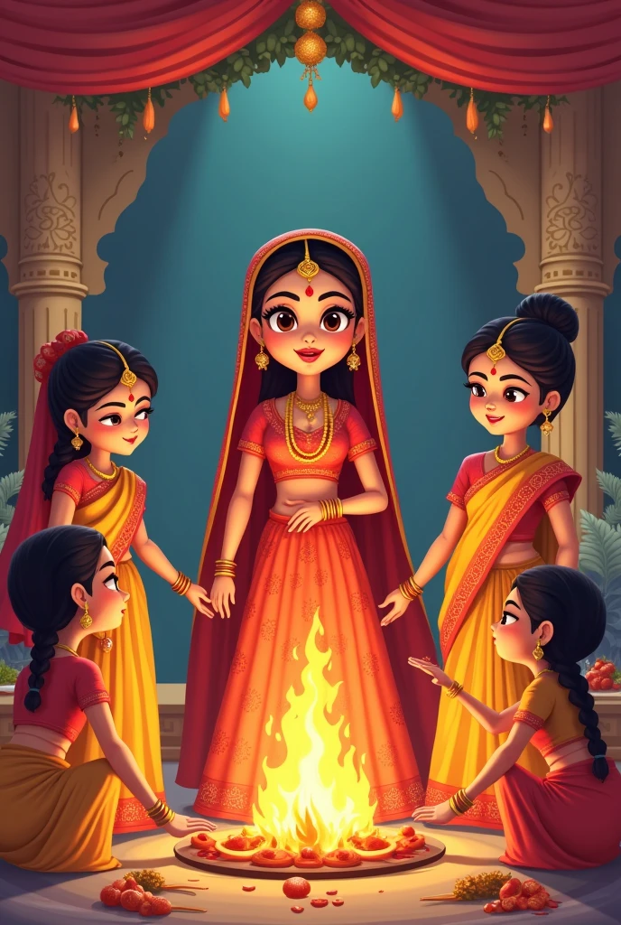 Bride with family worship agni kund
For Indian marriage ritual
Cartoon