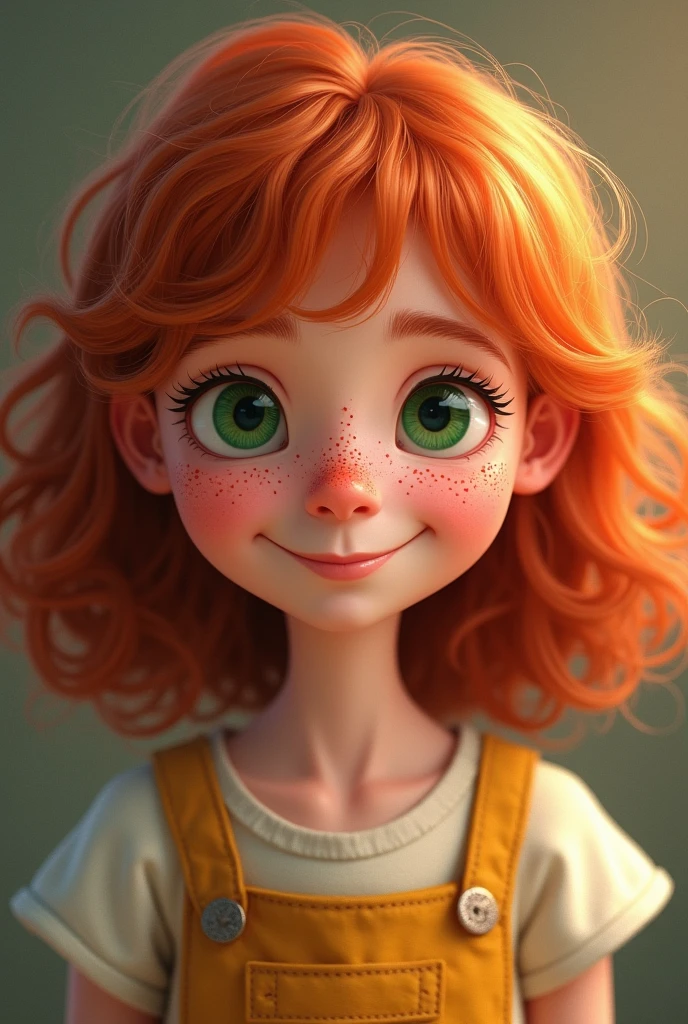 Lucy wilde a 5 year old girl
(Middle to long slightly curly red hair with very small bangs that dont hide her gull forehead. Green eyes and slight freckles. big spiky nose.)