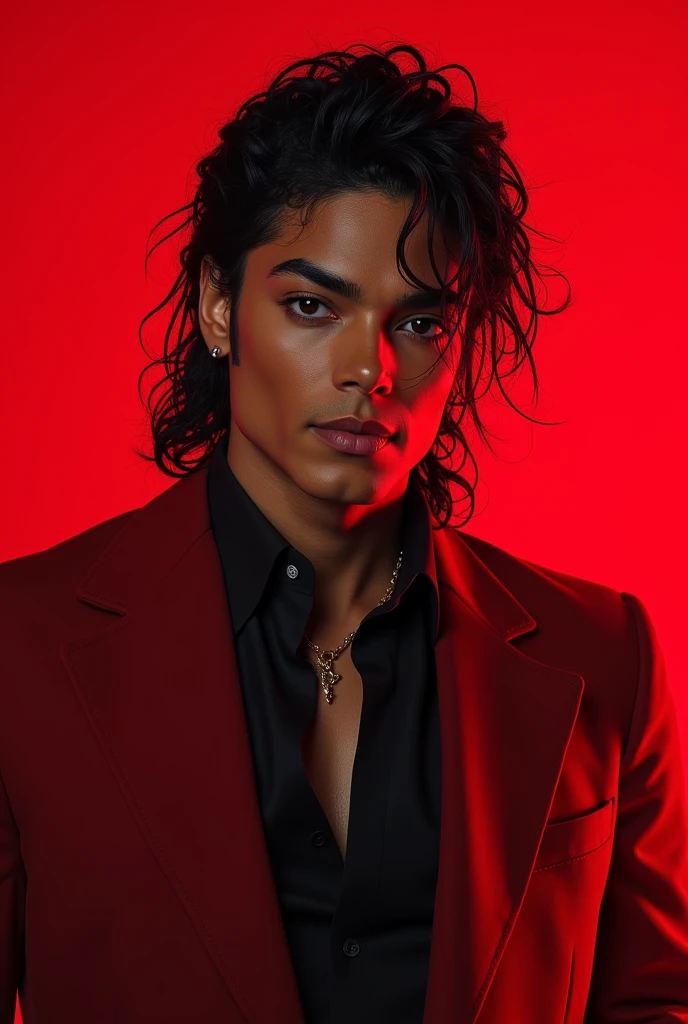 A picture of Michael Jackson with a red background for wallpaper 