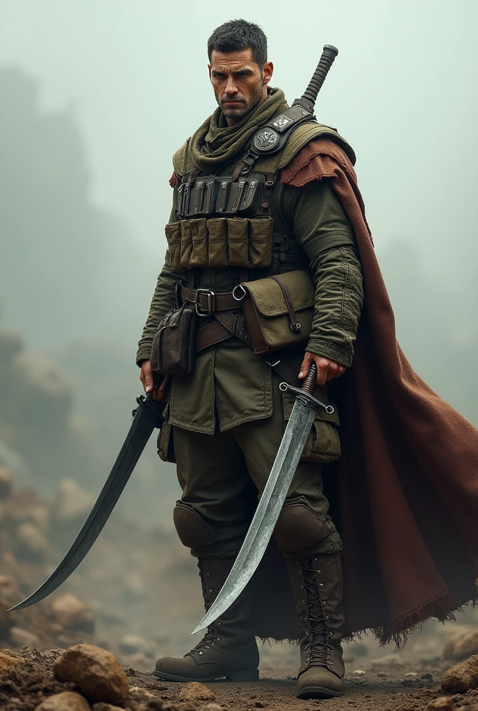 Soldier holding iron knife