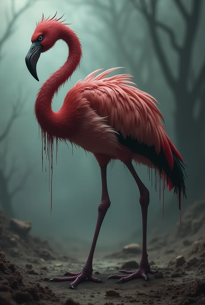 Make an evil flamingo