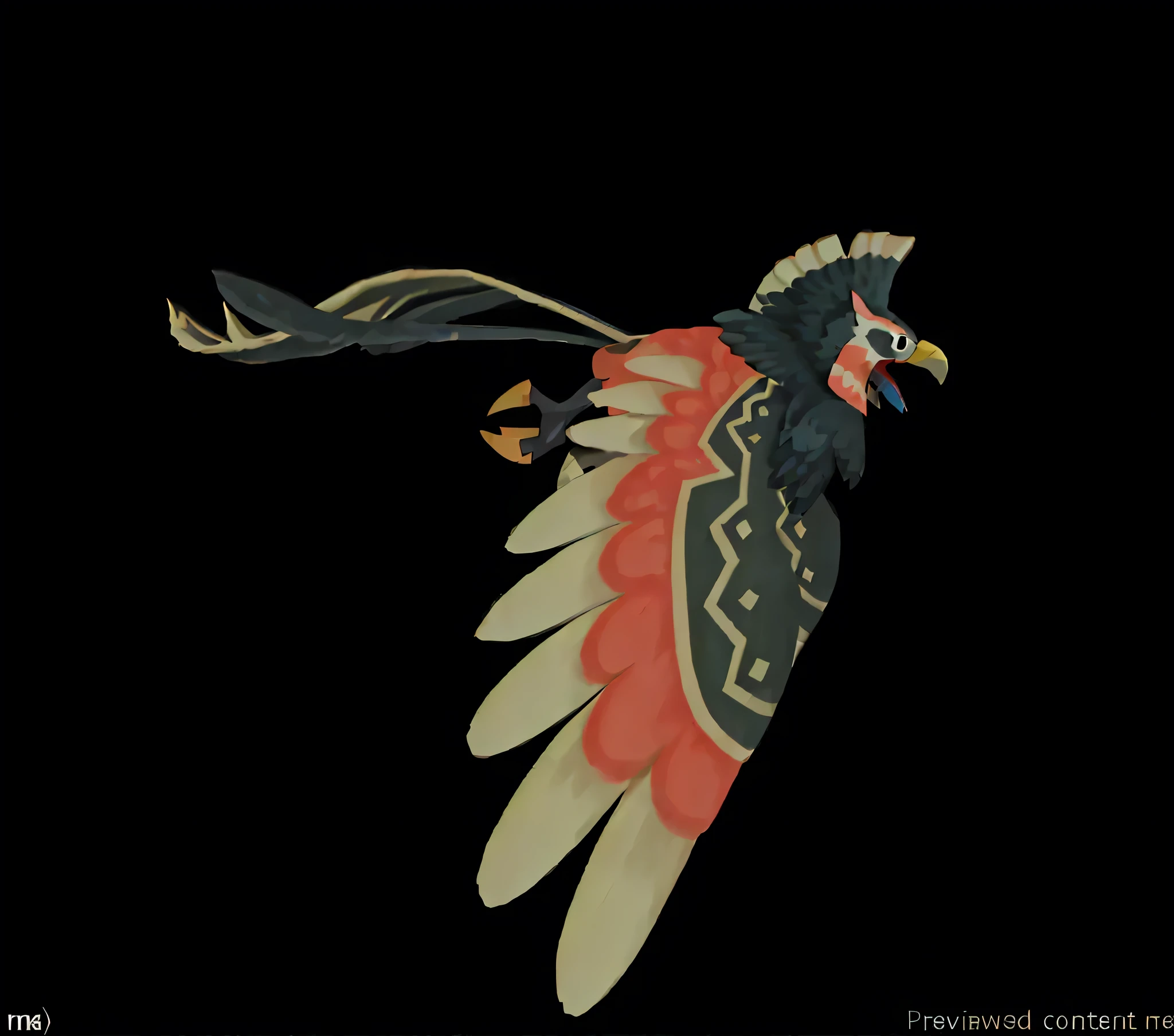 bird, 2d, red, golden, black, flying