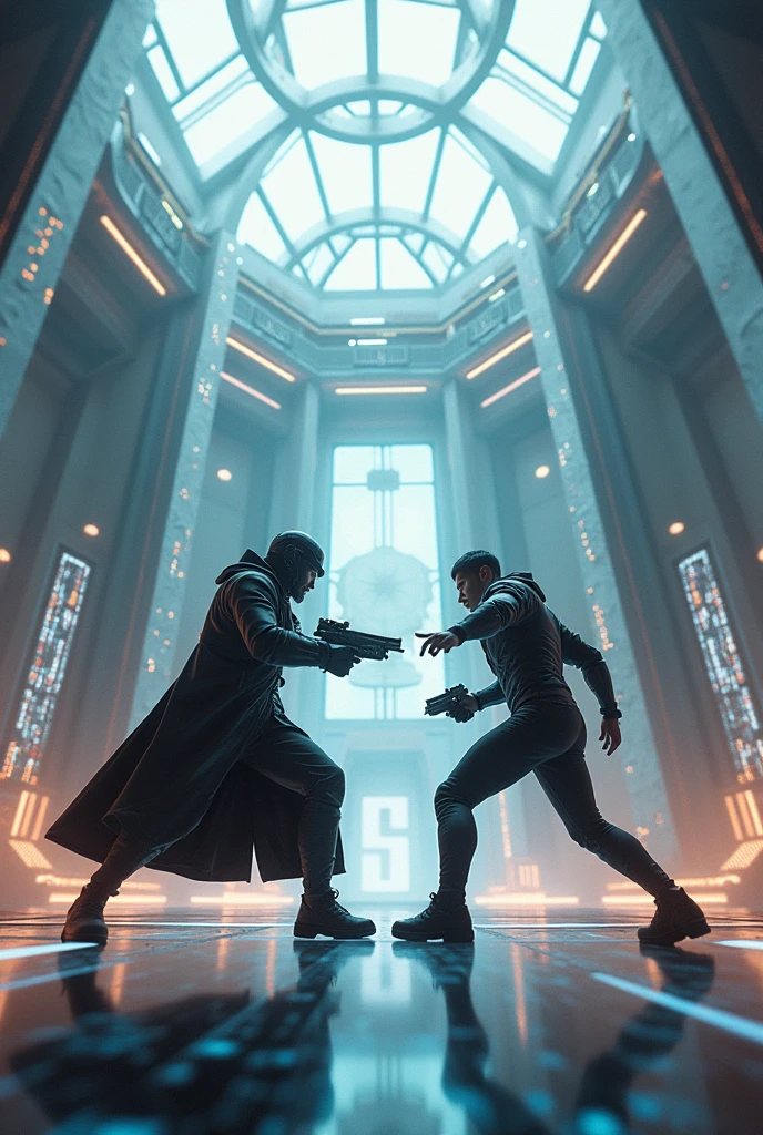 Generate 4k image of  modern octagon showdown
