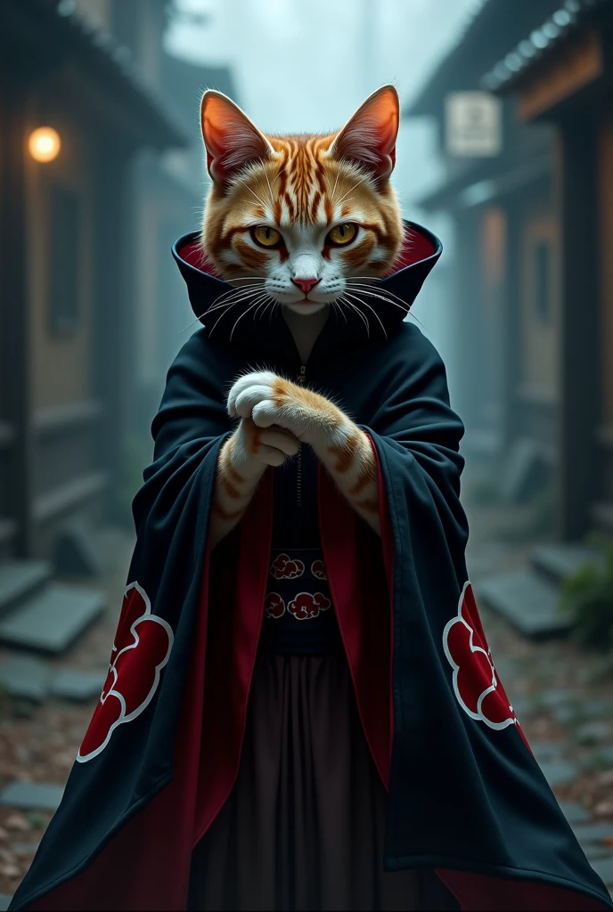 European common cat dressed as Itachi Uchiha