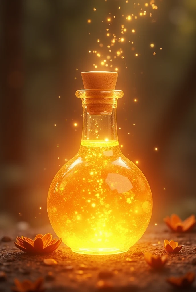 A Potion with a Warm, translucent amber with a golden glow, like honey mixed with sunlight, radiating a gentle, purifying warmth.
