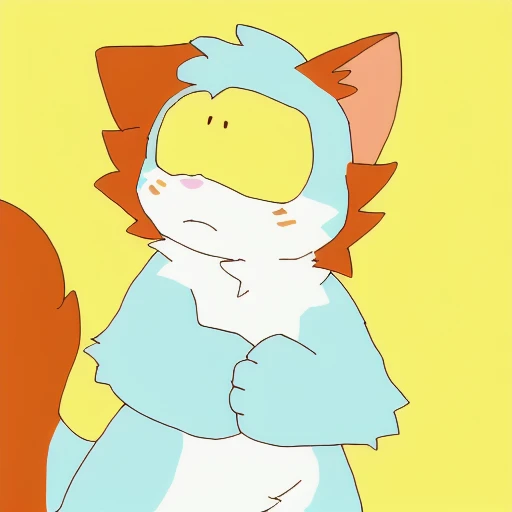Cartoon cat in a blue and orange outfit with a tail, Sora as a cat, fursona!!!!, an anthropological cat, fursona art, sly expression, professional furry drawing, furry fur affinity, he is wearing an eye patch, furry fursona, furaffinity fursona, furry character, generic furry style, anthropological cat