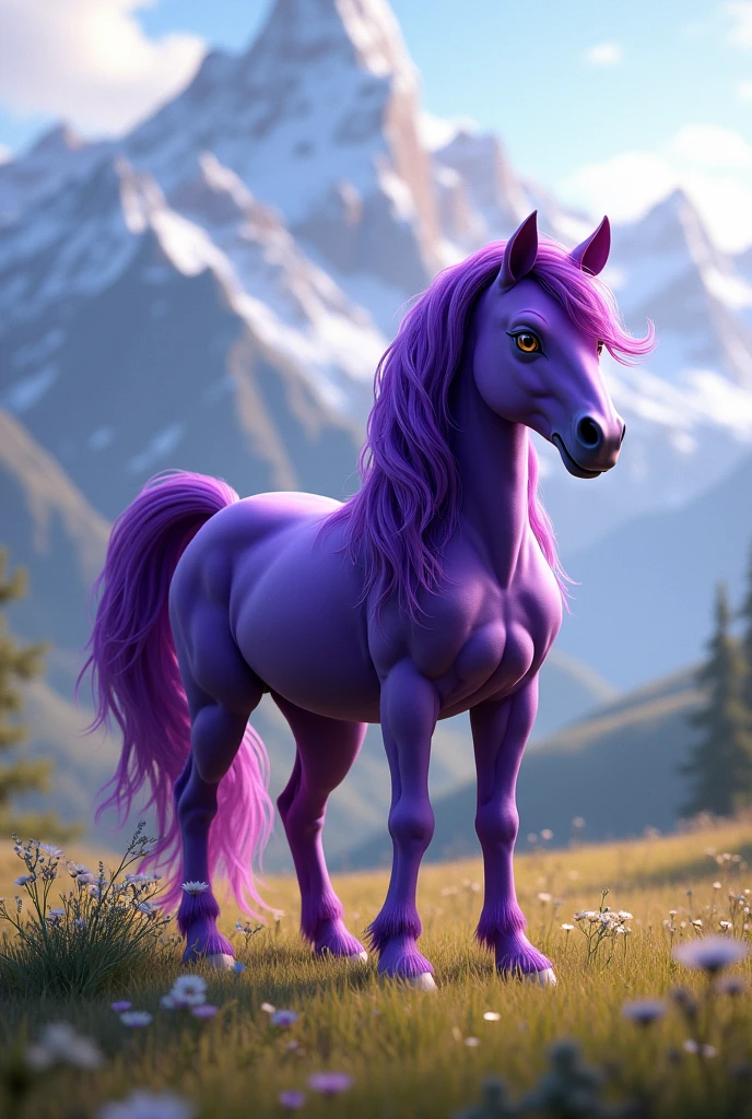 Make a furry pink dragon female, in front of a ford mustang gt 5.0 therefore ,she is naked showing her breasts,she has long hair and purple eyes , and she is very sexy and naughty, and cum is dripping from your mouth