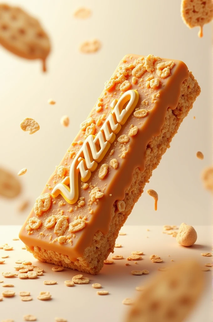 Make an image of a Villania branded cereal bar with a logo