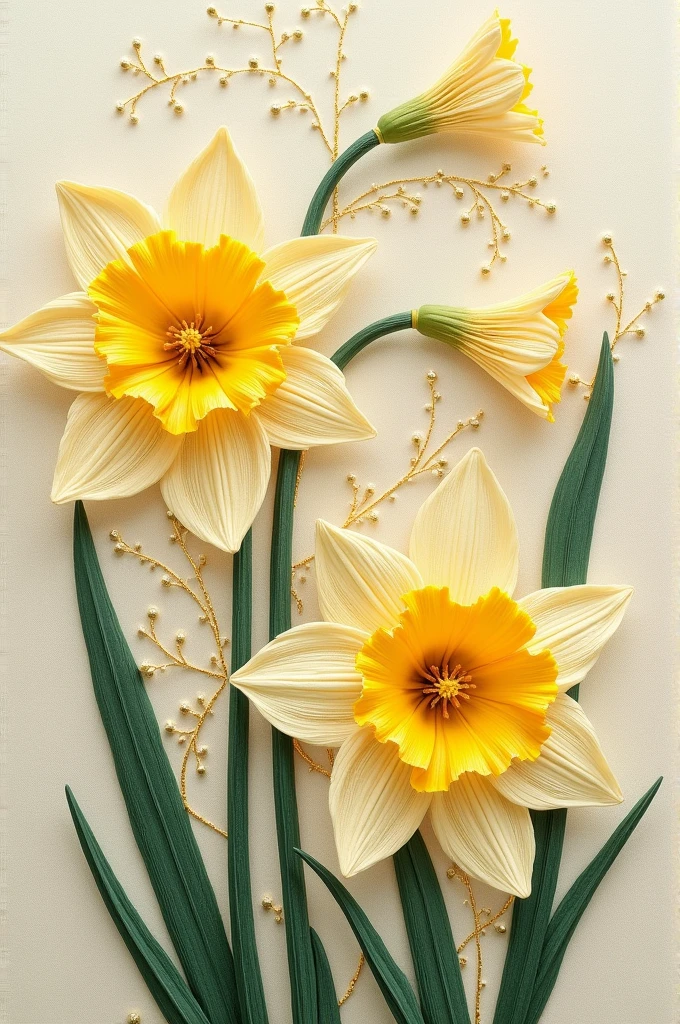 Daffodil fabric on embroidery work