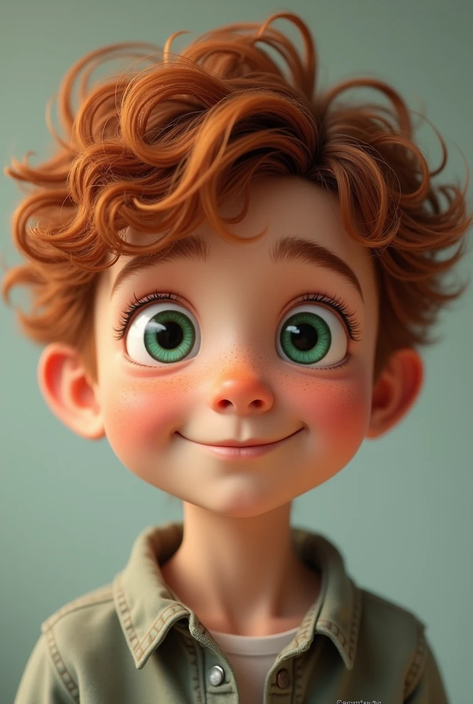 Caucasian boy green eyes short curly hair