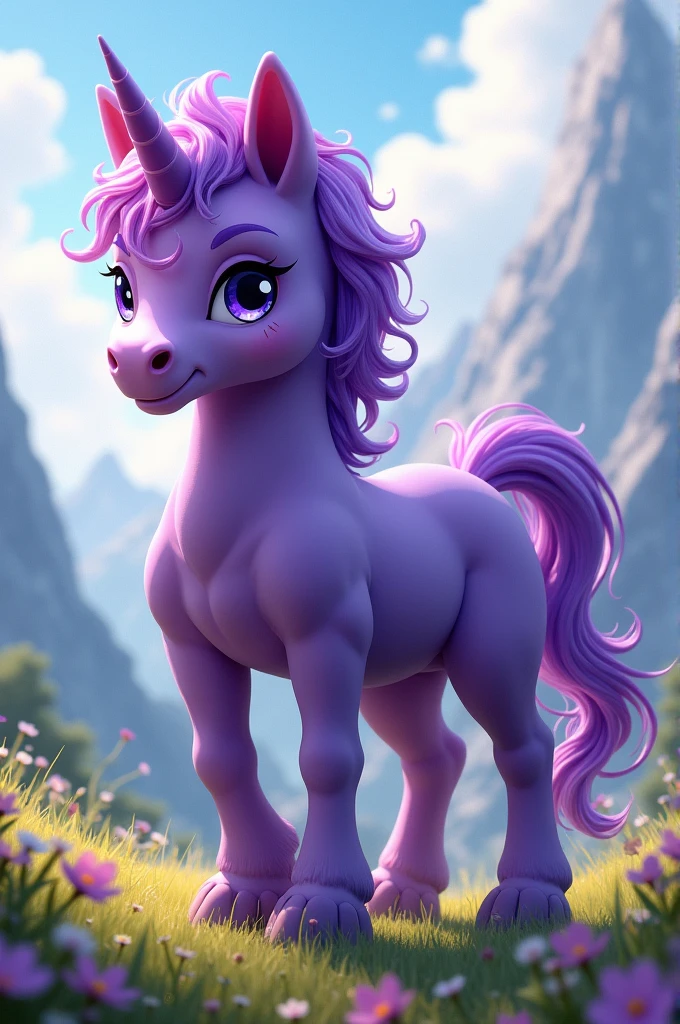 Generate an image of a wild purple pony