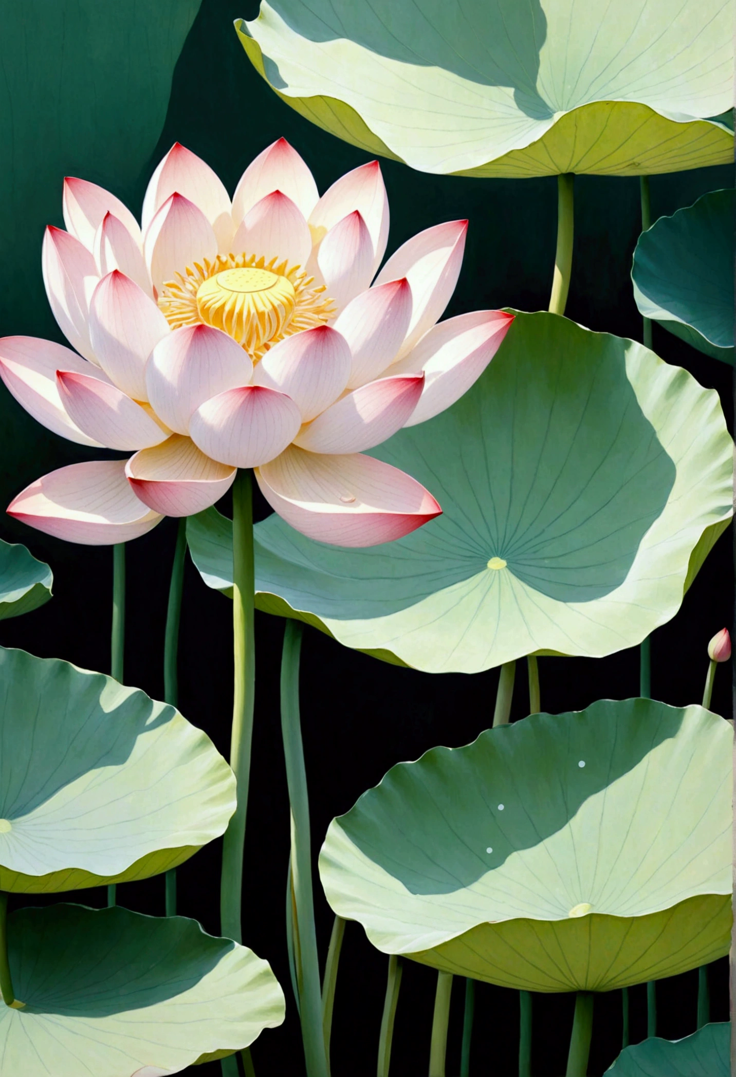 print:Dot,Polka dot art,Oriental Aesthetics,Dot,Elegant and soft colors,Simple lotus leaf