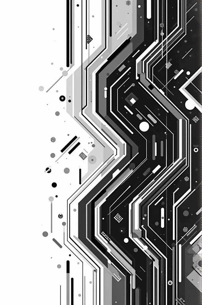 An drawing that black and white that have vertical line, horizontal line,zigzag line,diagonal line,and shade