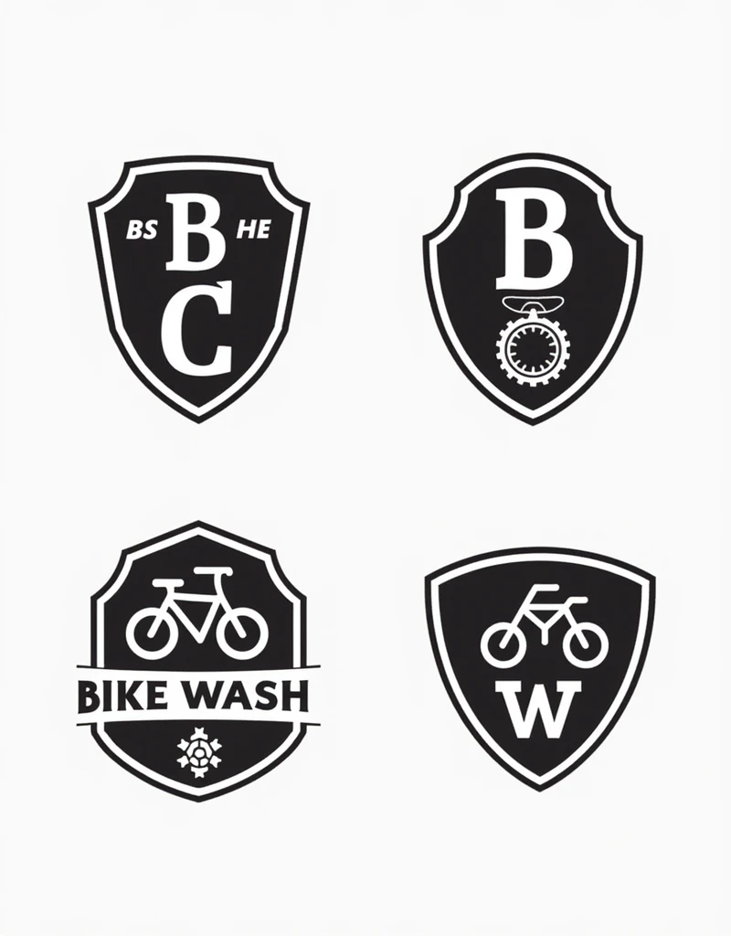 Give me 4 logo templates for a bike wash business with the initials B, W y C