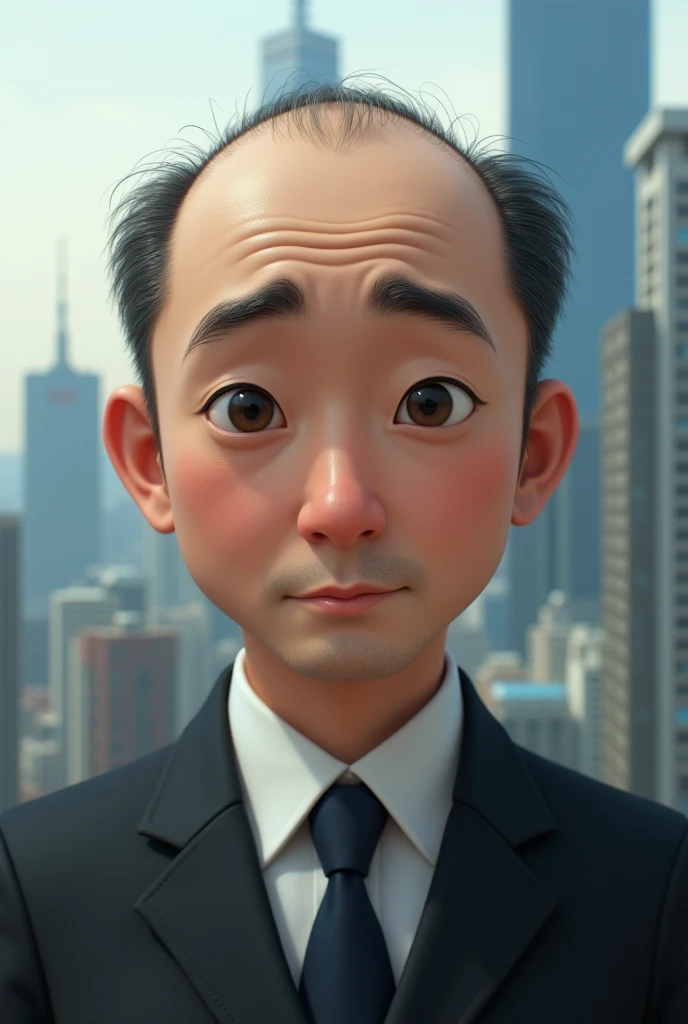  with thinning hair almost to the point of baldness、A 35-year-old Japanese bank employee based in Shanghai in platonic love with a karaoke girl。Name is「Brushing」