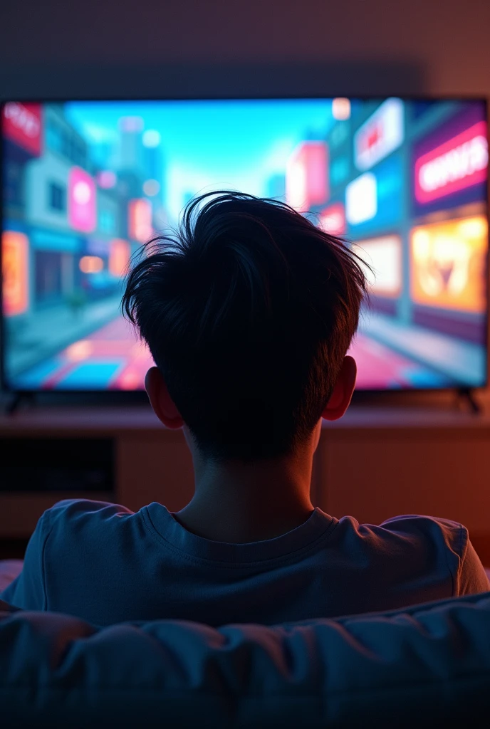 A character watching commercials 