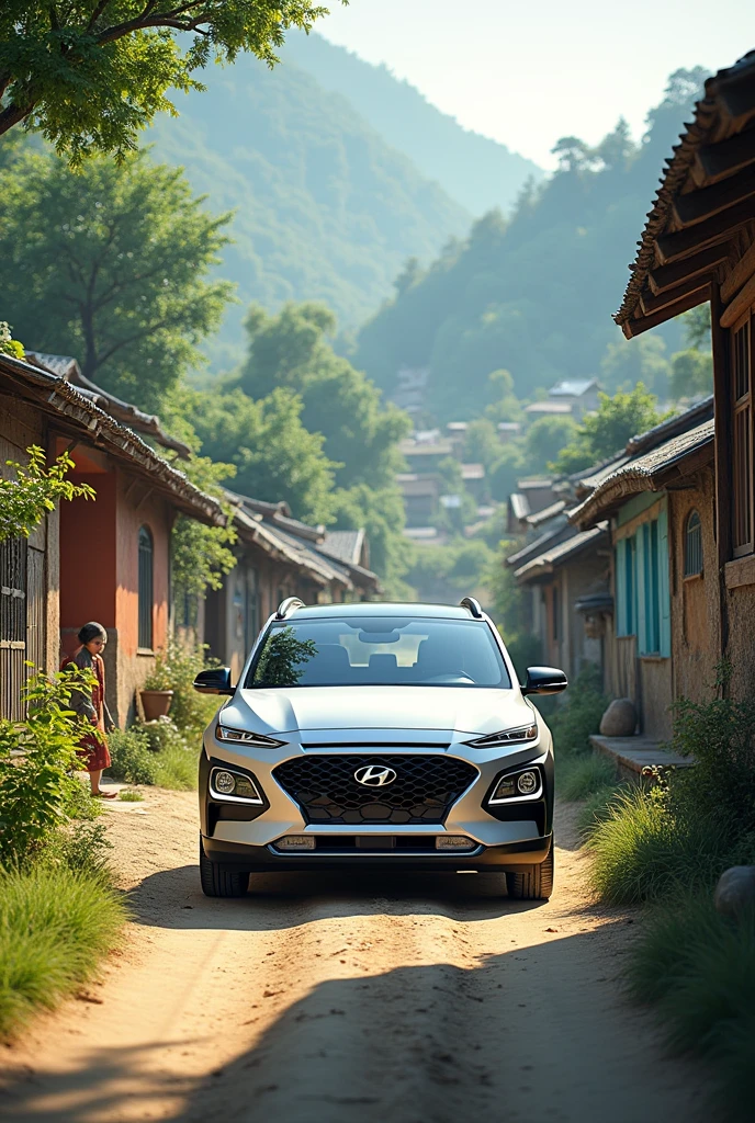 Hundai car in village