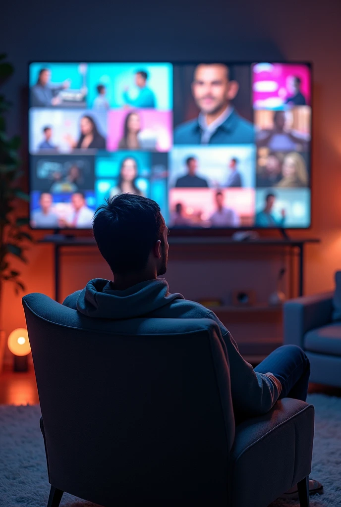 A character watching commercials
