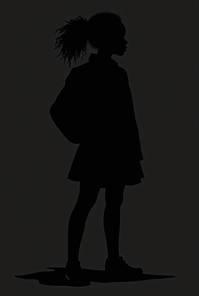A silhouette of a black high school girl wearing uniform with a pose let the silhouette be dark or black
