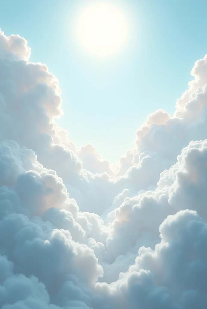 (photorealism:1.2), white clouds, heaven, soft lighting, a bright light above, realistic, intricate details, white colors