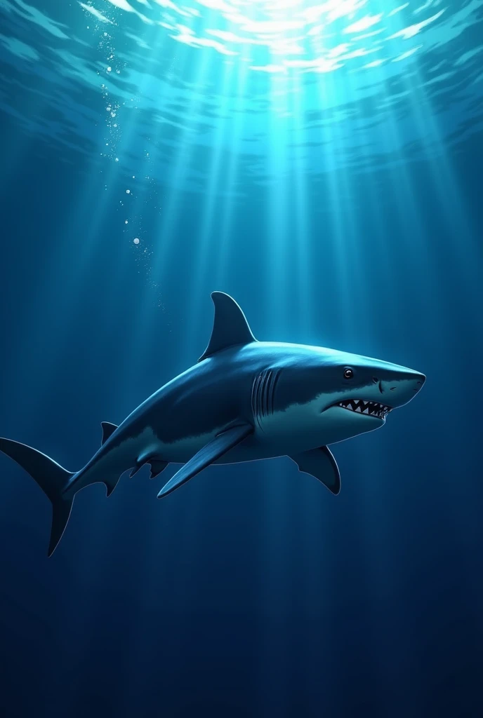 best quality shark in water light anime art dessin beautiful gorgeous ocean