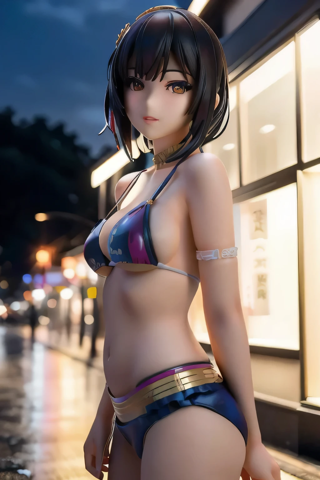 A fifty-something Asian woman in a bikini posing in the rain, realistic Young Gravure Idol, Young and skinny gravure idol, Young Sensual Gravure Idol, Young and cute gravure idol, mayuri shiina, Japanese Model, For whom?, Colorful glow, A sophisticated gravure idol, realistic sensual gravure idol, Young Gravure Idol, Kotegawa Yui