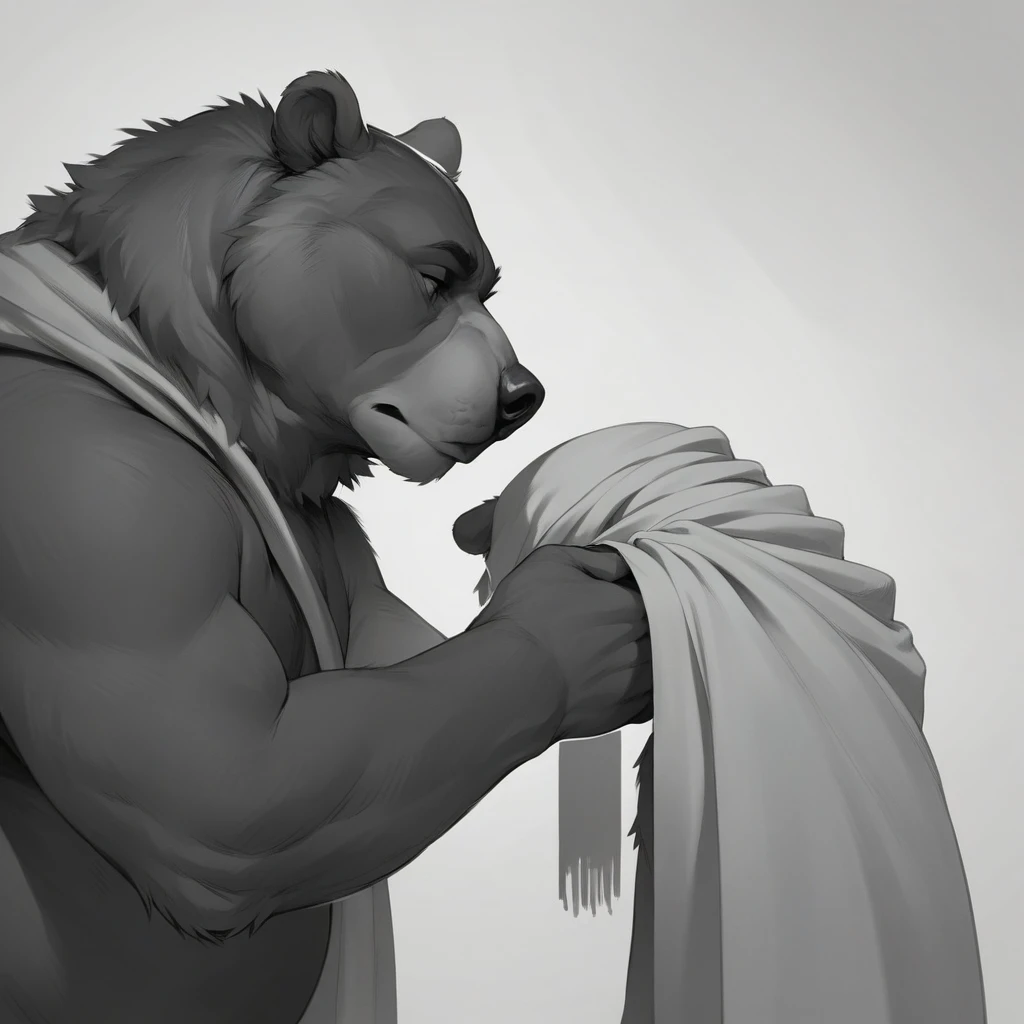 A coloring book of a grandpa bear with a long scarf and his grandson, little bear, in cartoon style, black and white line art, no color fill, for children, high resolution, simple background. black and white curtain lines 