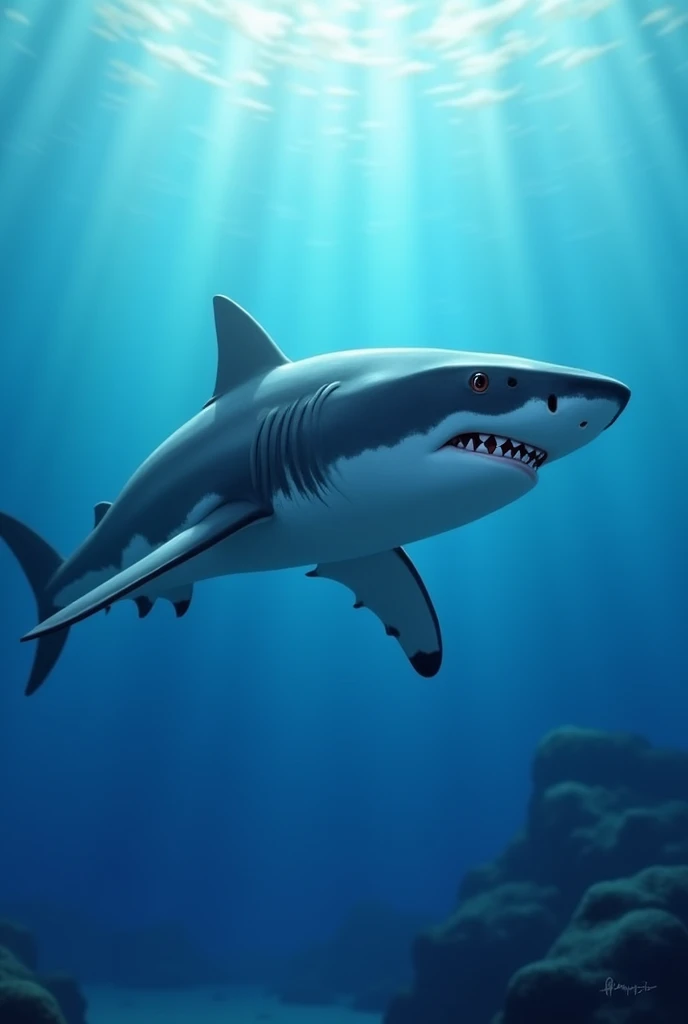 best quality shark in water light anime art dessin beautiful gorgeous ocean dimension 1600x1600 pixel