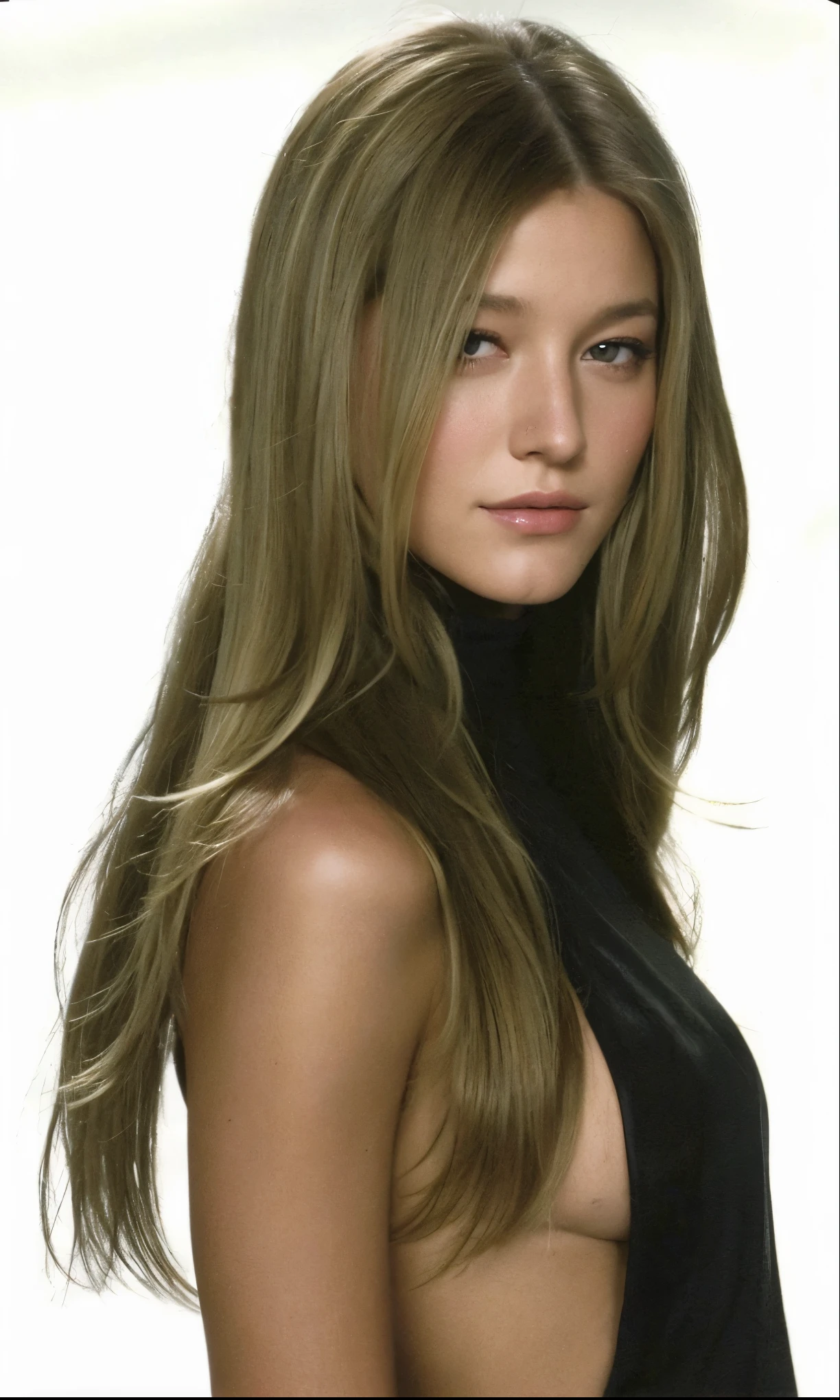 Close-up of a woman with long hair and a black top, Dark blonde long hair, Dark blonde long hair, taken in the 2000s, Has very long blonde hair, Straight Hairstyles, Blake Lively, Brown long hair, Blonde Brown Long Hair, taken in the late 2000s, Long blonde hair