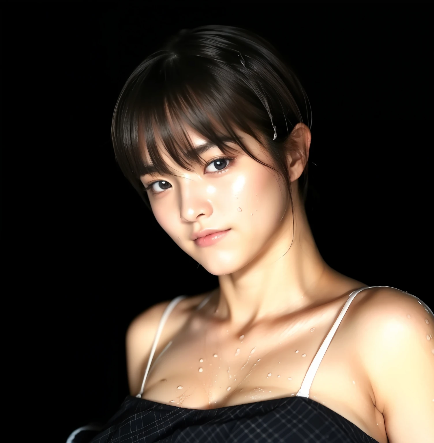 Uruchan-6500-v1.1, (RAW Photos:1.2), (Photorealistic), Beautiful detailed girl, Very detailed目と顔, Beautiful and beautiful eyes, Large file size, High resolution, Very detailed, Highest quality, [masterpiece:1.6], Awareness-raising, Very detailed, Hmph, finely, Highest quality, 8k wallpaper, Cinema Lighting, 1 girl, ************, Perfect figure, Large and firm breasts、Huge J Cup、Sweaty and wet、【sexual excitement:1.8】、(My whole body is wet:1.2)、There&#39;The light in my eyes、short hair、high school girl、(Japanese School Swimsuit、Navy blue one-piece swimsuit、Navy blue Japanese student swimsuit:1.3)、Pool、Dynamic pose,