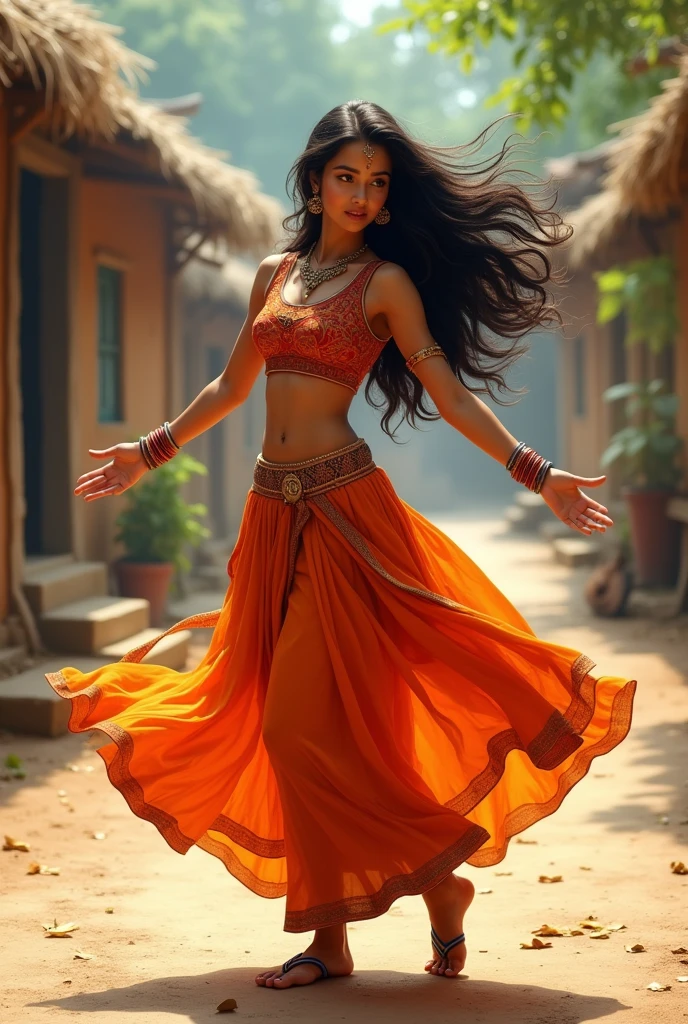 Indian village girl full body like dancing 