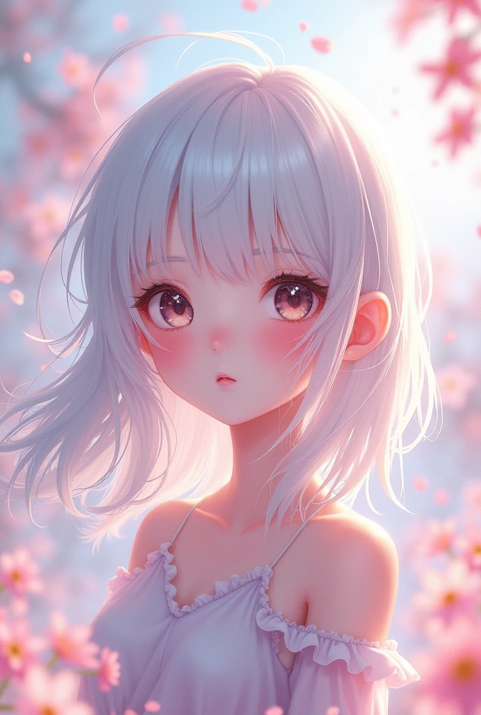  anime girl 11yo in pink wet clothes, Realistic Shadows, Detailed skin, Very small breasts, white hair, Hair Ribbon,  highly detailed face, Perfect face shape, Perfect lips, Perfect nose, Correct beautiful eyes, Watching Viewer, extremely aroused , Best Quality, Single Girl, No bra, No panties, Solo