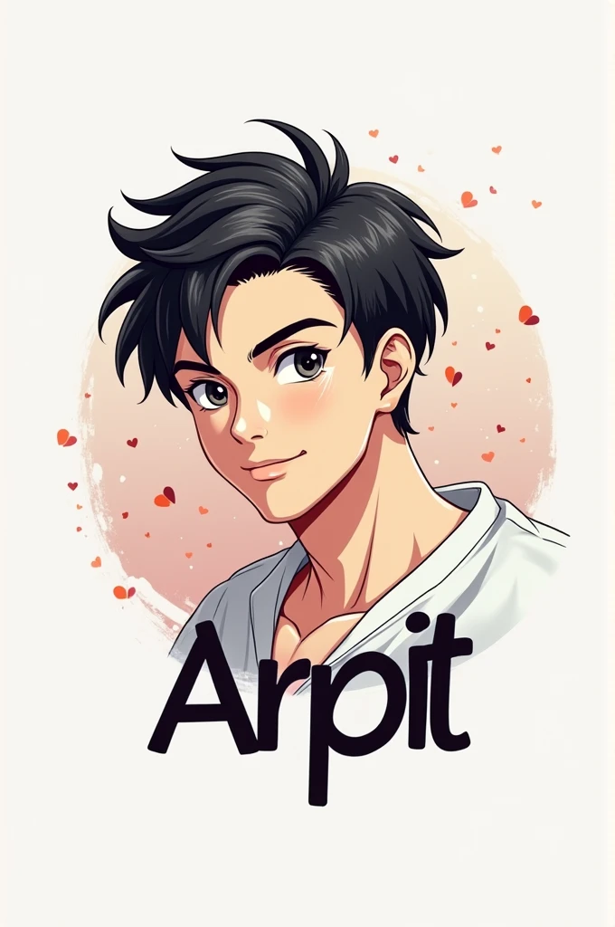 Make a logo with the name of arpit behind name a anime handsome boy