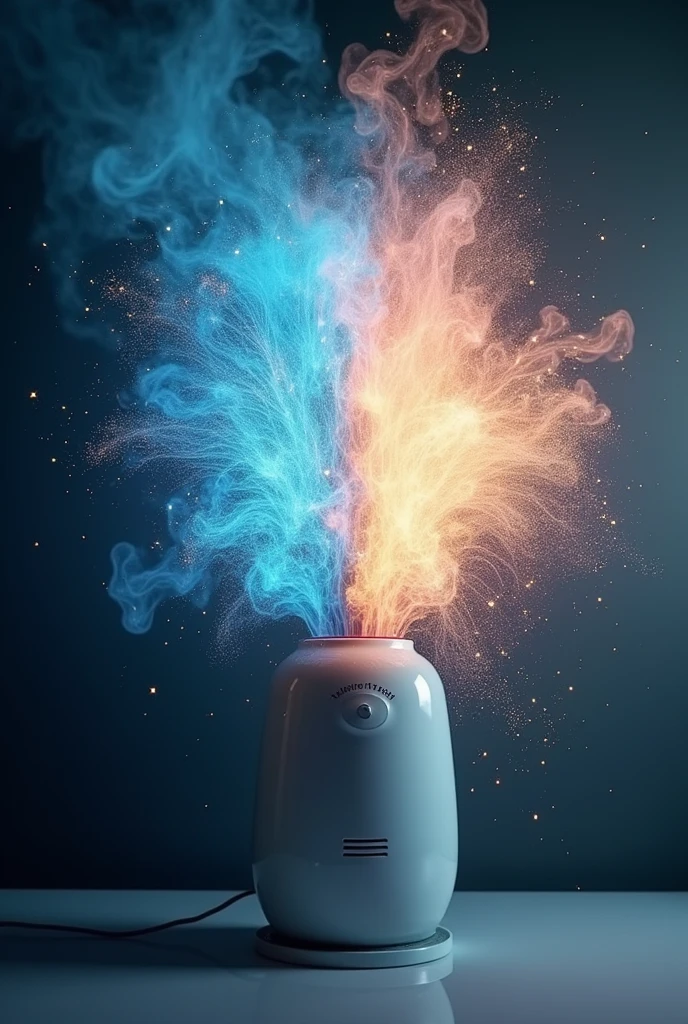 Relationship of an air purifier with electrostatics which is an image in two equal parts. but that mixes these two phenomena