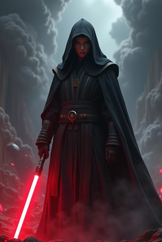 Young Dark Lord Sith with red lightsaber