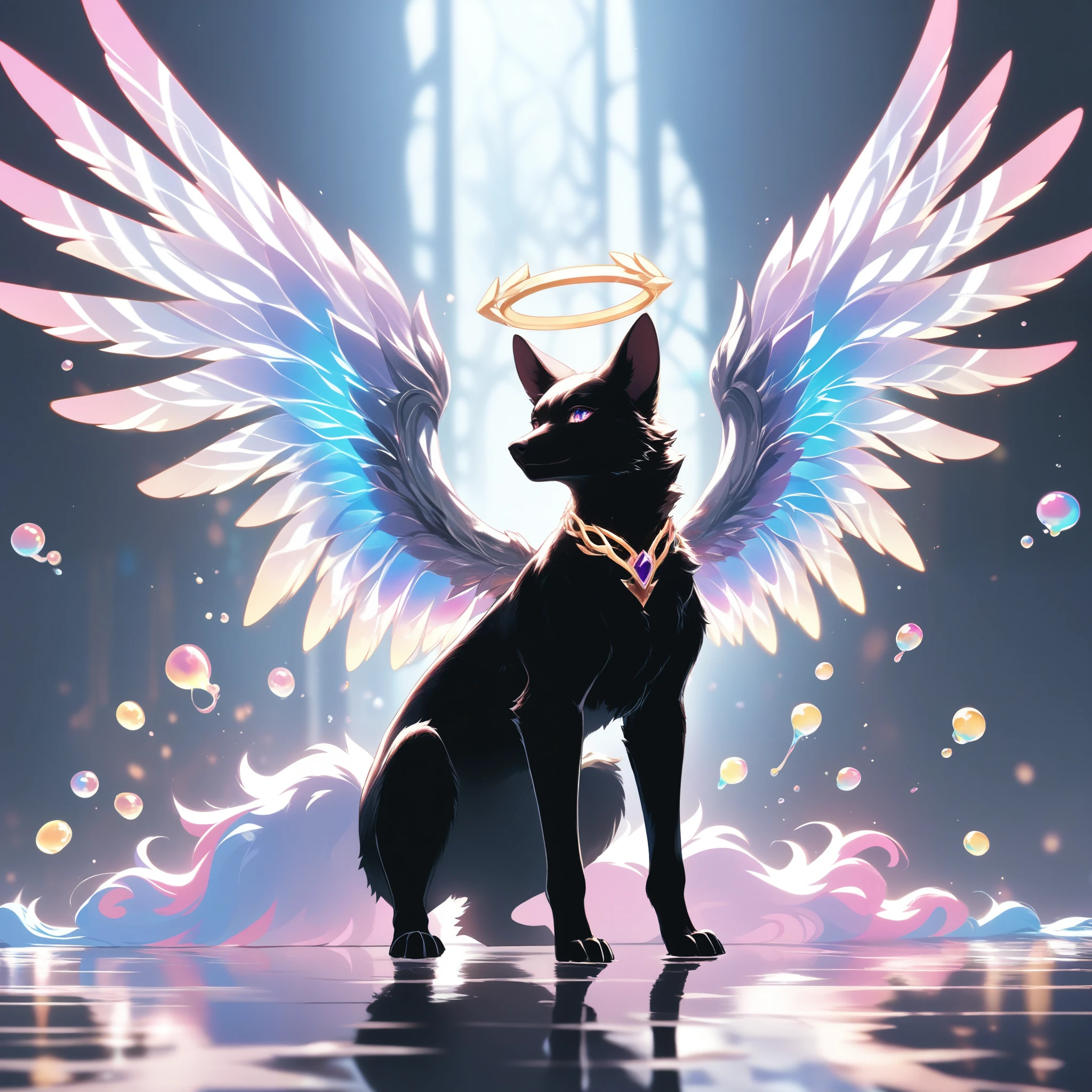 (Nick Vesey (Nick Veasey) style:0.6),(Blurred butterfly wings:0.7),a  (slim:0.3) ((handsome woman silhouette wrapped in liquid splash made of shining volume Mandelbrot printed on fluffy fur)),smooth,Extreme color mixing,Divergent light,shining,Vibrant colors,(reflective),volume,(Angel Halo:1.4),Casts bright and colorful highlights,refraction,best quality,Partially transparent,The art of clarity and sharpness,Self-illumination,Inner Glow,((Light bloom effect)),Holy,reflective floor,
Blurred boundaries,The wings blend into the background,Circular composition,
