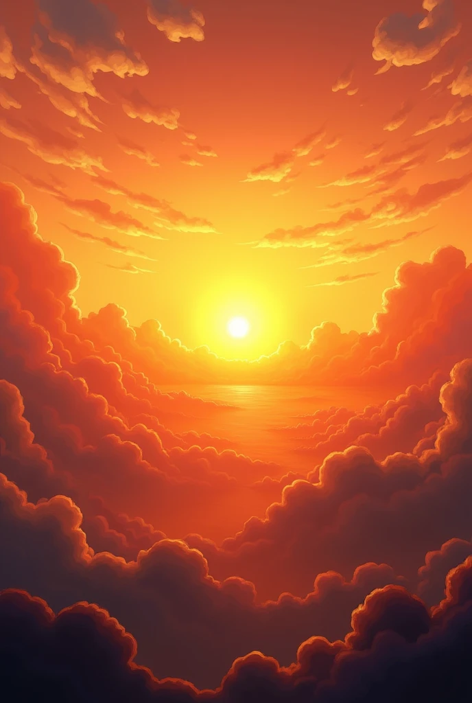 Sunset view with orange and yellow shade
