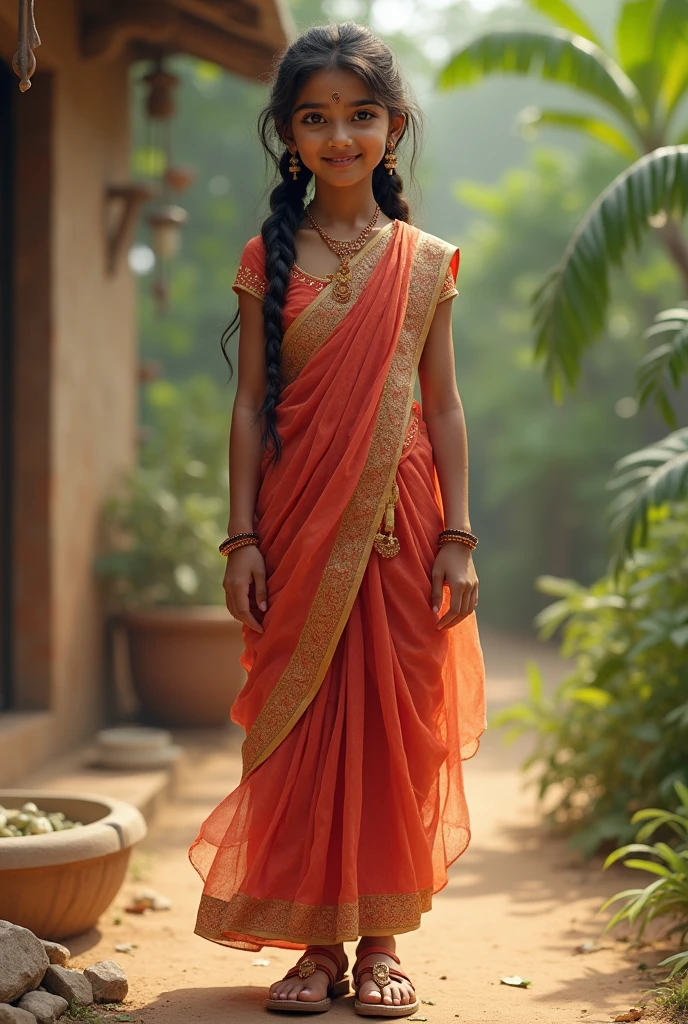 Indian village girl full body like celebrity  shoes wearing 
