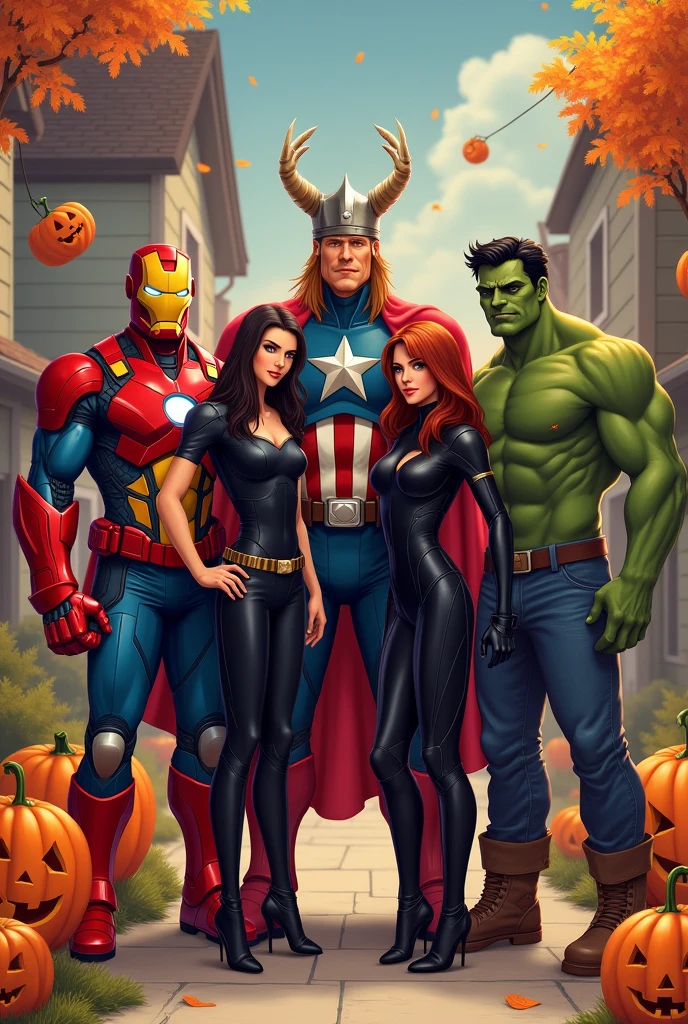 Marvel characters dressed up for Halloween