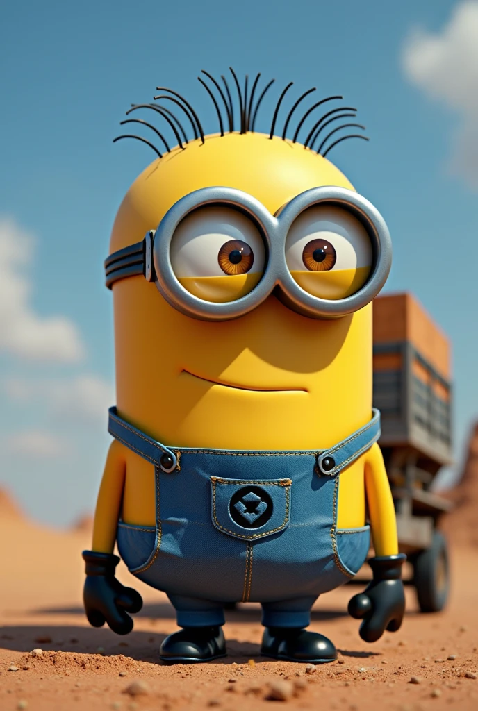 Minions of boné, with black, yellow and blue truck