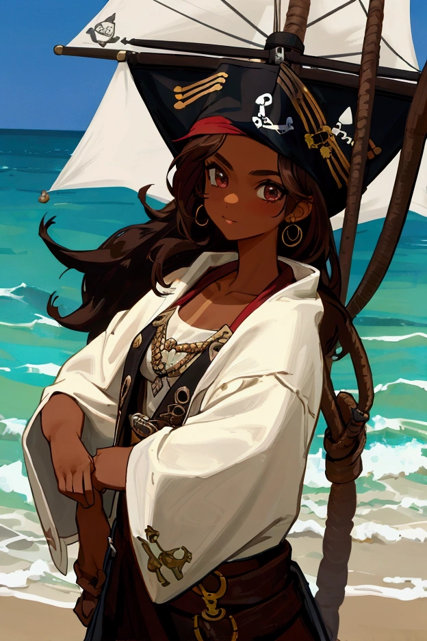 brown hair,tan skin,pirate girl