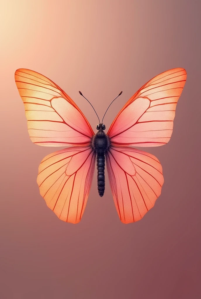 melon and pink butterfly , that has rounded wings, that is pretty and is facing forward