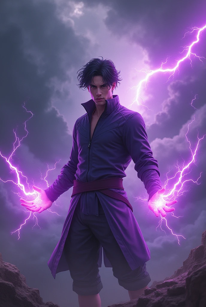 A young man with purple thunder powers