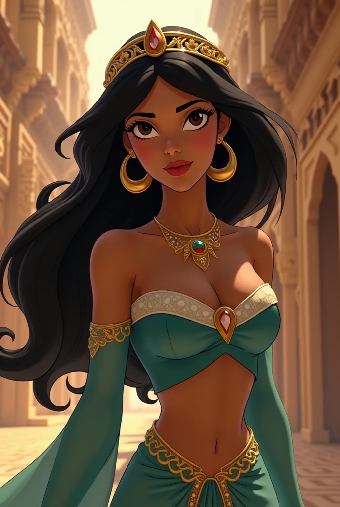 Stunning Princess Jasmine, photo in 8k, in action, cinematic.