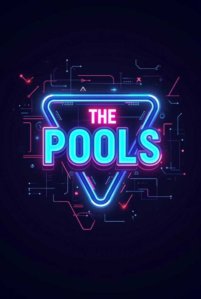 Create a logo that says " THE POOLS " , and that it is electronic and also billiards themed