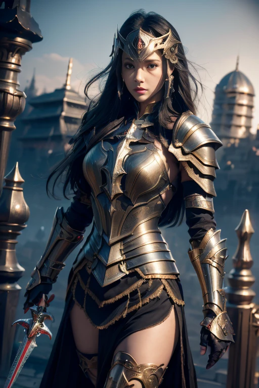 Cowboy Shot、Very beautiful woman、Slender women、(Detailed face)、Realistic Skin、((Demon Knight)), (Black Armor)、((((Black armor with very fine and intricate decoration))))、((Delicate photo)),(Girl Astepeace RAW Photo Details:1.25), (highest quality:1.6), (超A high resolution:1.5), (Realistic:1.75), 8K resolution, Canon EOS R5, 50mm, Absurd, Ultra-detailed,Cinema Lighting,Battlefields of Medieval Europe、((battle))、RPG World、Final Fantasy、(((Embellished skirt)))、Thigh-high socks、Shin Guards、night、((Long hair with bangs,))、Get six-pack、Torn Cloak、Beautiful Armor、(((Giant Sword)))、In combat、The wind is blowing、((Asymmetrical Armor:1.5))、(((thunderstorm)))、((Knight Commander))、(((Leading a large group of black knights)))、Banner、Wolf Pattern:1.5、(((Battle Scene)))、(((Creepy Iron Mask)))