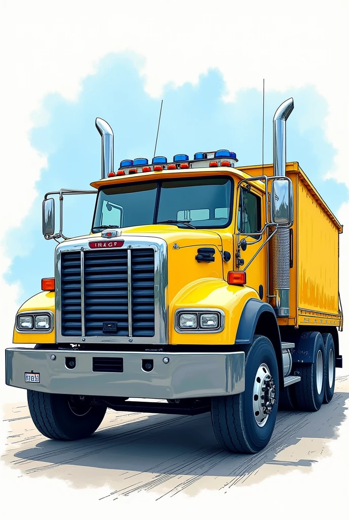 truck 1513 blue and yellow drawing