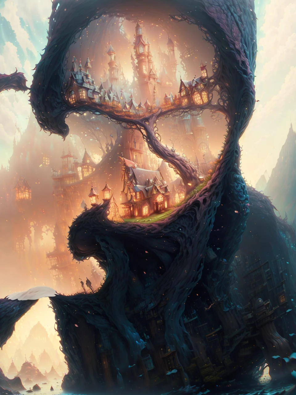 fantasy00d, , postcard, pretty, michael kutsche, fairy tale fantasy, chromatic aberration abuse, fall, Informative,