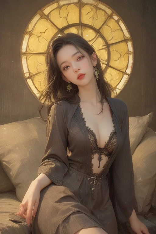Girl with big eyes, Excited expression, Dark Gothic Makeup, double eyelid, Long eyelashes, Gothic Dress、Beautiful and detailed, Beautiful and dark lips, High resolutionの顔, Long eyelashes, Structure of the film, (Highest quality,4K,8k,High resolution,masterpiece:1.2),Very detailed,(Realistic,photoRealistic,photo-Realistic:1.37), Sitting 、Moisturizing the skin, Sweaty, barefoot, In ecstasy, Embarrassing, Soaking wet, Chained, In a stained glass room,Gothic luxury room、Roses、Surrounded by roses
誘うような目
