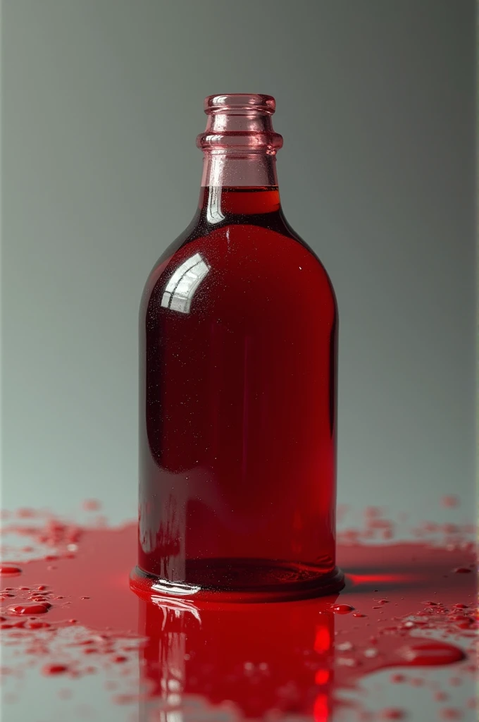 Red blood covered with a bottle